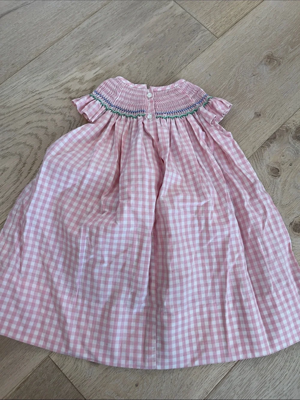 Classic Whimsy Pink Gingham Smocked Dress with Frog Embroidery 12 months